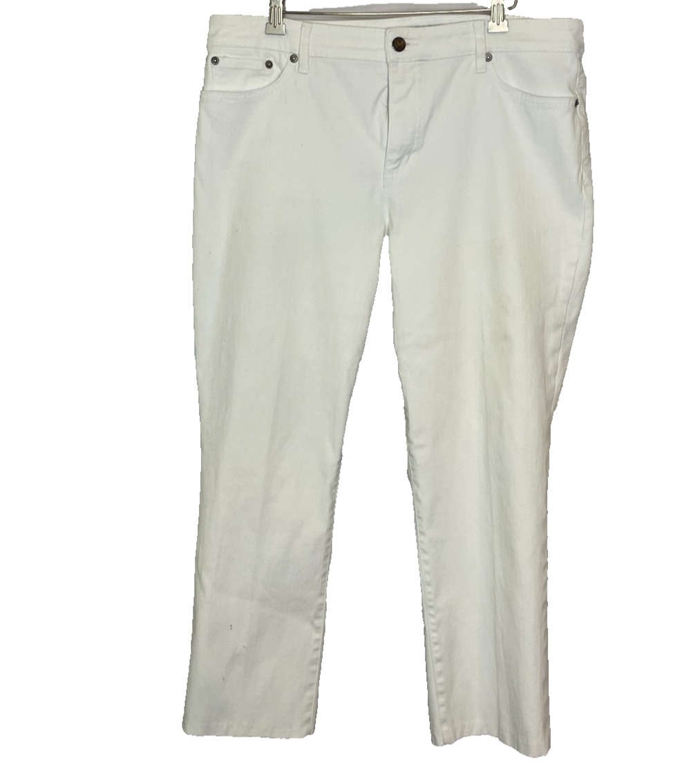 Women's 14 Ralph Lauren Modern Straight Curve White Cropped Pants